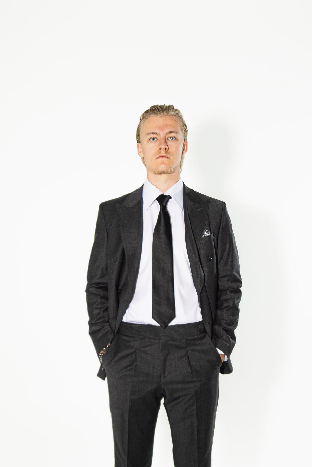 Gianni and Armando Zweireiher  Grauer Slim Fit Herren Anzüge aus Wolle