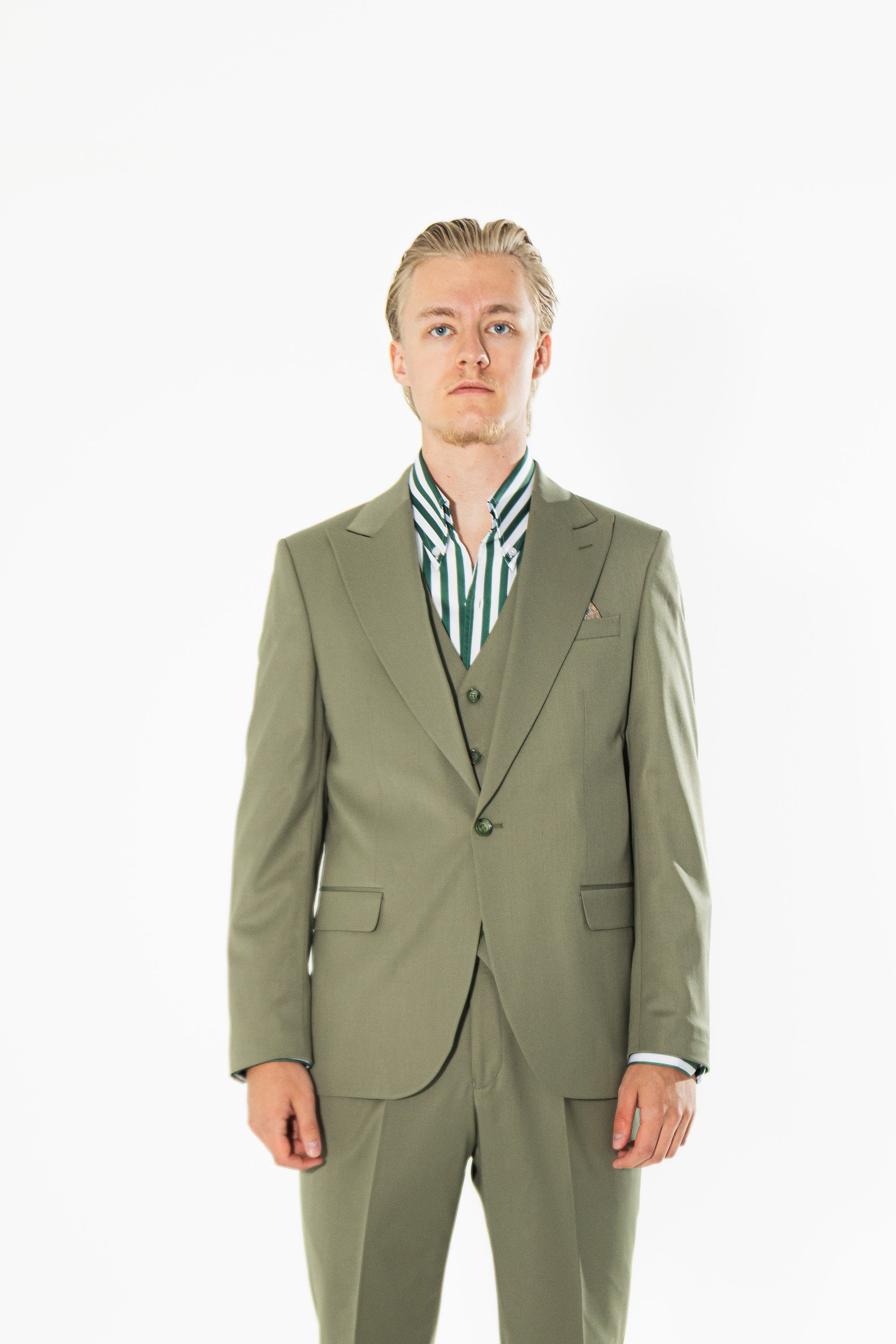 Gianni & Armando Slim Fit Herrenanzug aus Wolle mit Spitzrevers Khaki