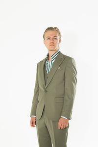 Gianni & Armando Slim Fit Herrenanzug aus Wolle mit Spitzrevers Khaki