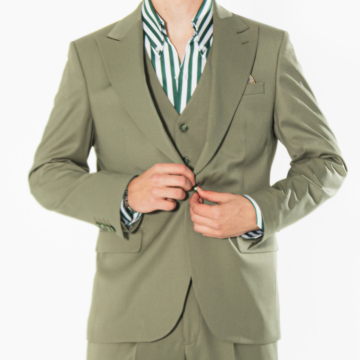 Gianni & Armando Slim Fit Herrenanzug aus Wolle mit Spitzrevers Khaki