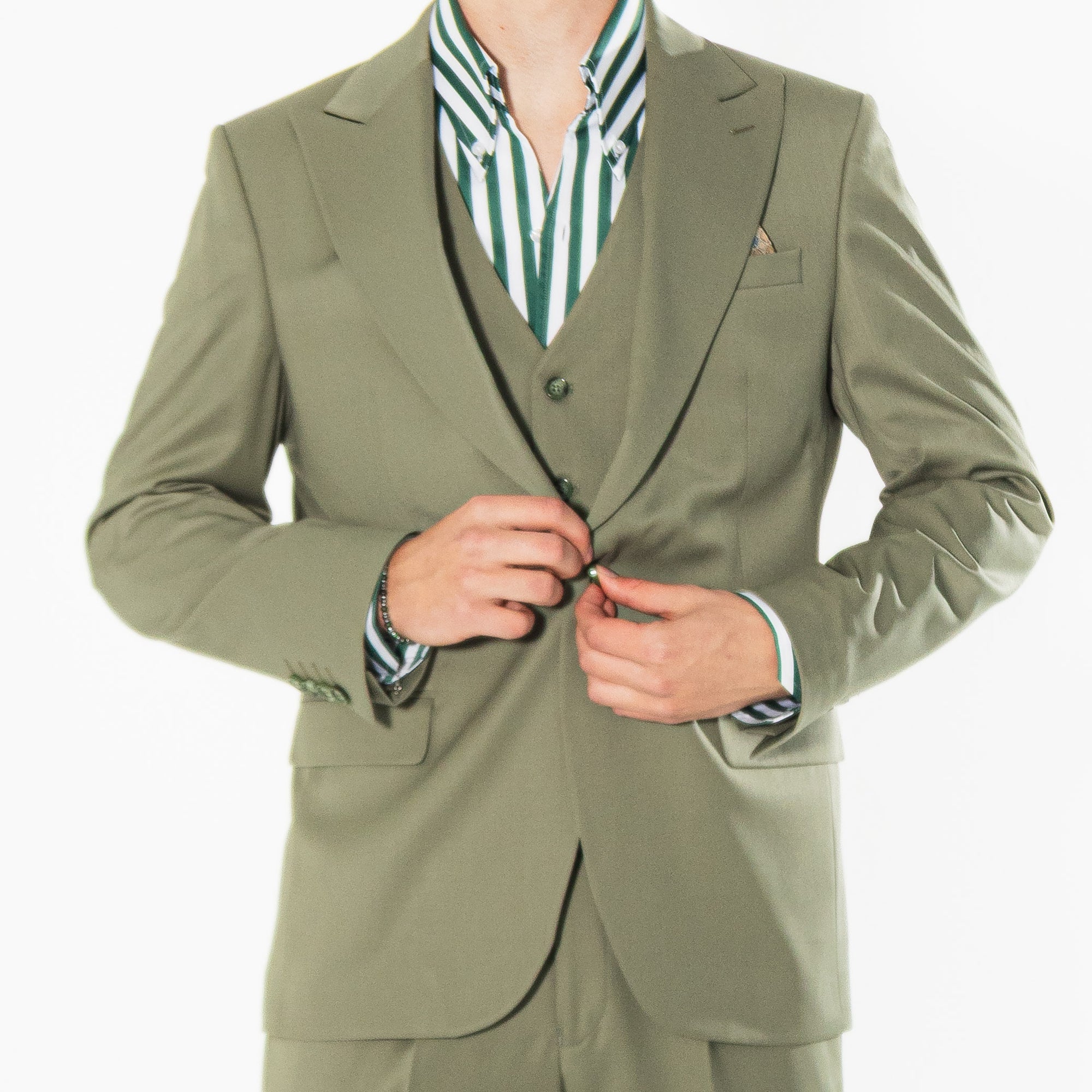 Gianni & Armando Slim Fit Herrenanzug aus Wolle mit Spitzrevers Khaki