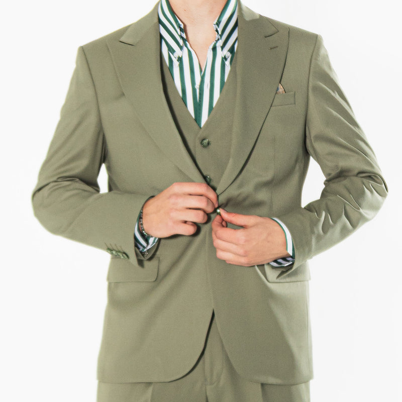 Gianni & Armando Slim Fit Herrenanzug aus Wolle mit Spitzrevers Khaki