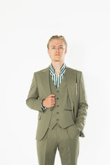 Gianni & Armando Slim Fit Herrenanzug aus Wolle mit Spitzrevers Khaki