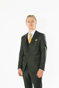 Gianni and Armando Dunkelgrün Slim Fit Herrenanzug aus Wolle mit Spitzrevers.