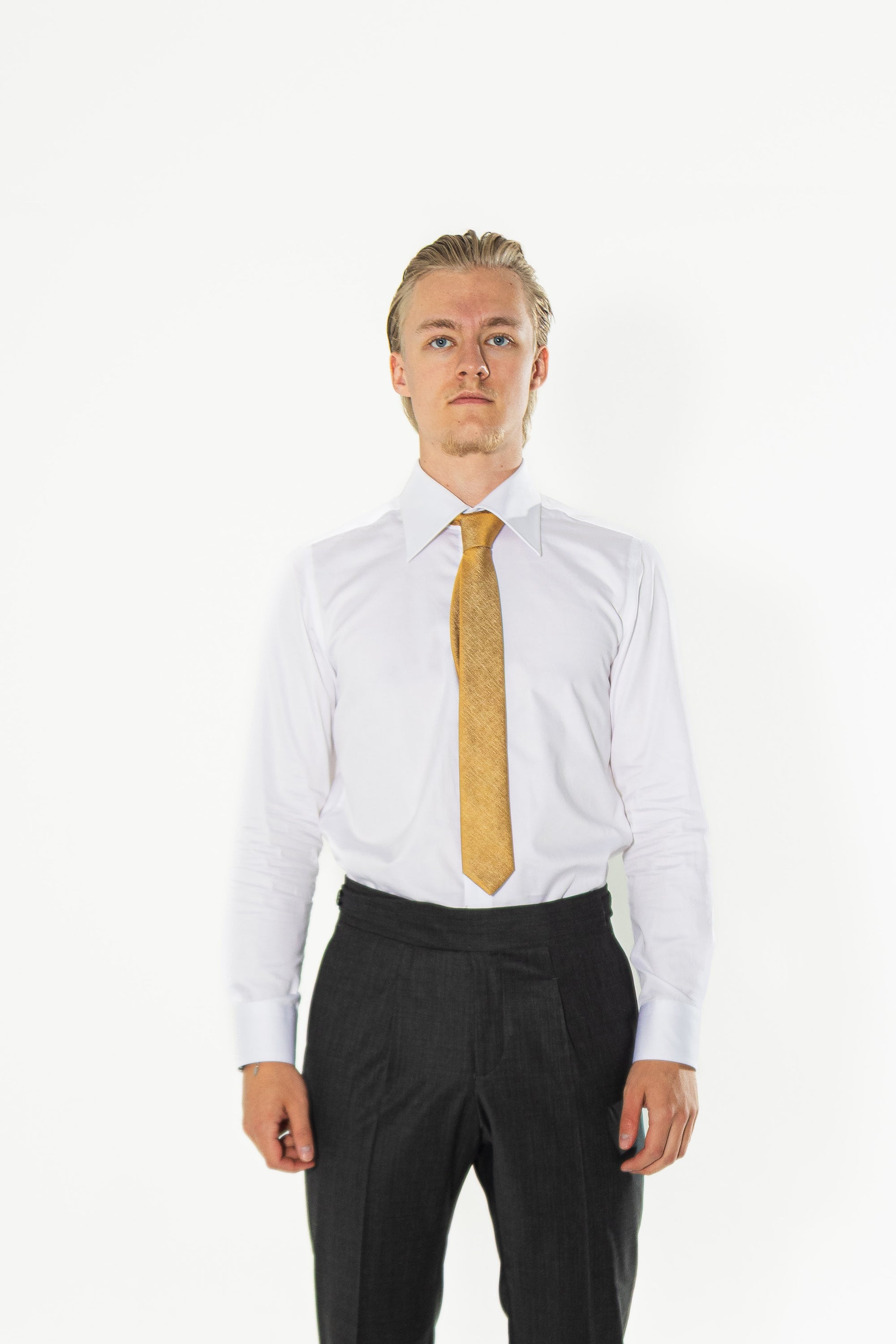 Einplissierte Herren Wollhose mit Bundfalten & Umschlag Grauer