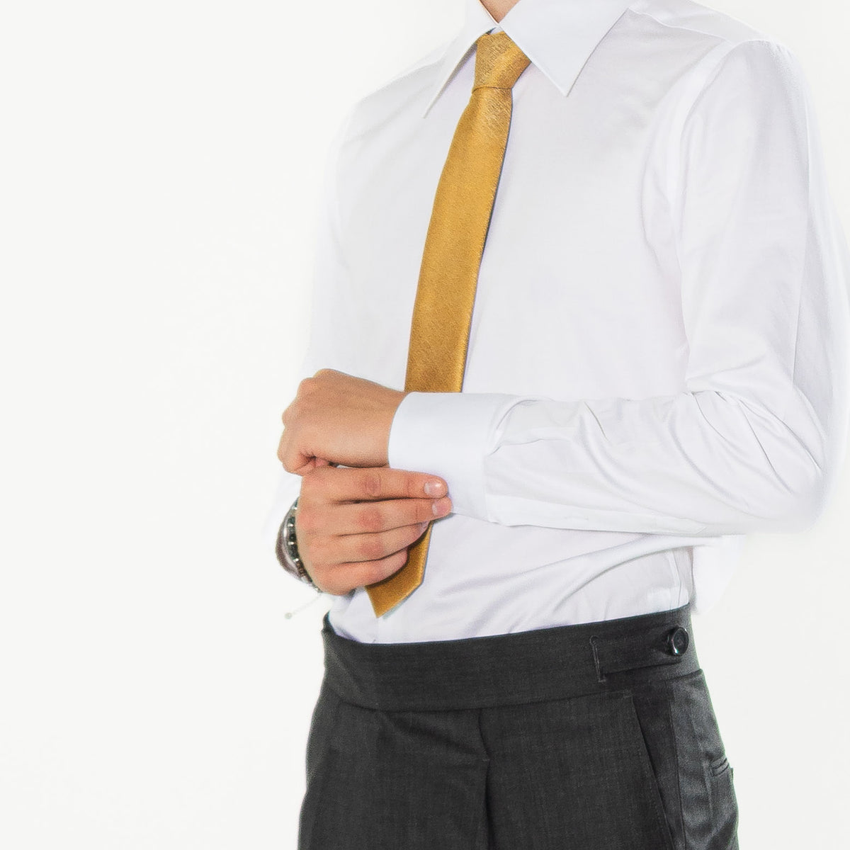 Einplissierte Herren Wollhose mit Bundfalten & Umschlag Grauer