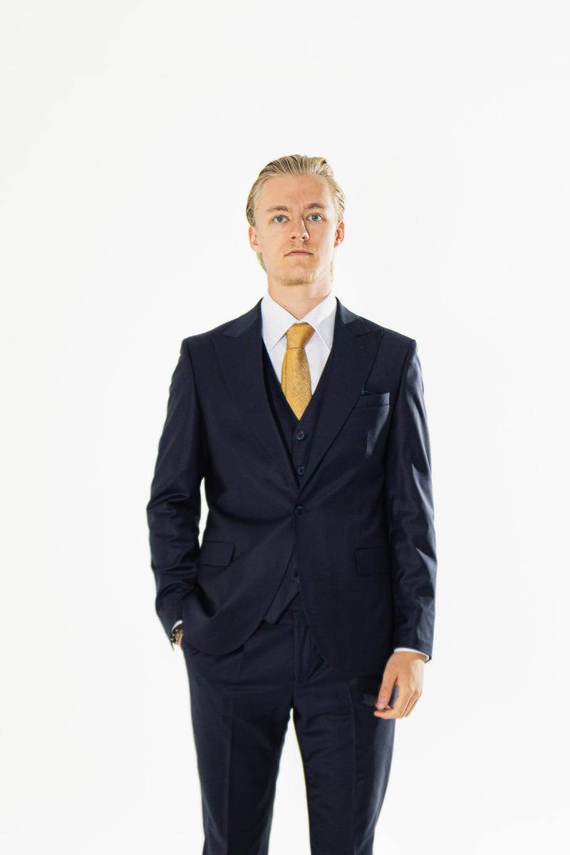 Gianni and Armando  Slim Fit Herrenanzug aus Wolle mit Spitzrevers Navy-Blue