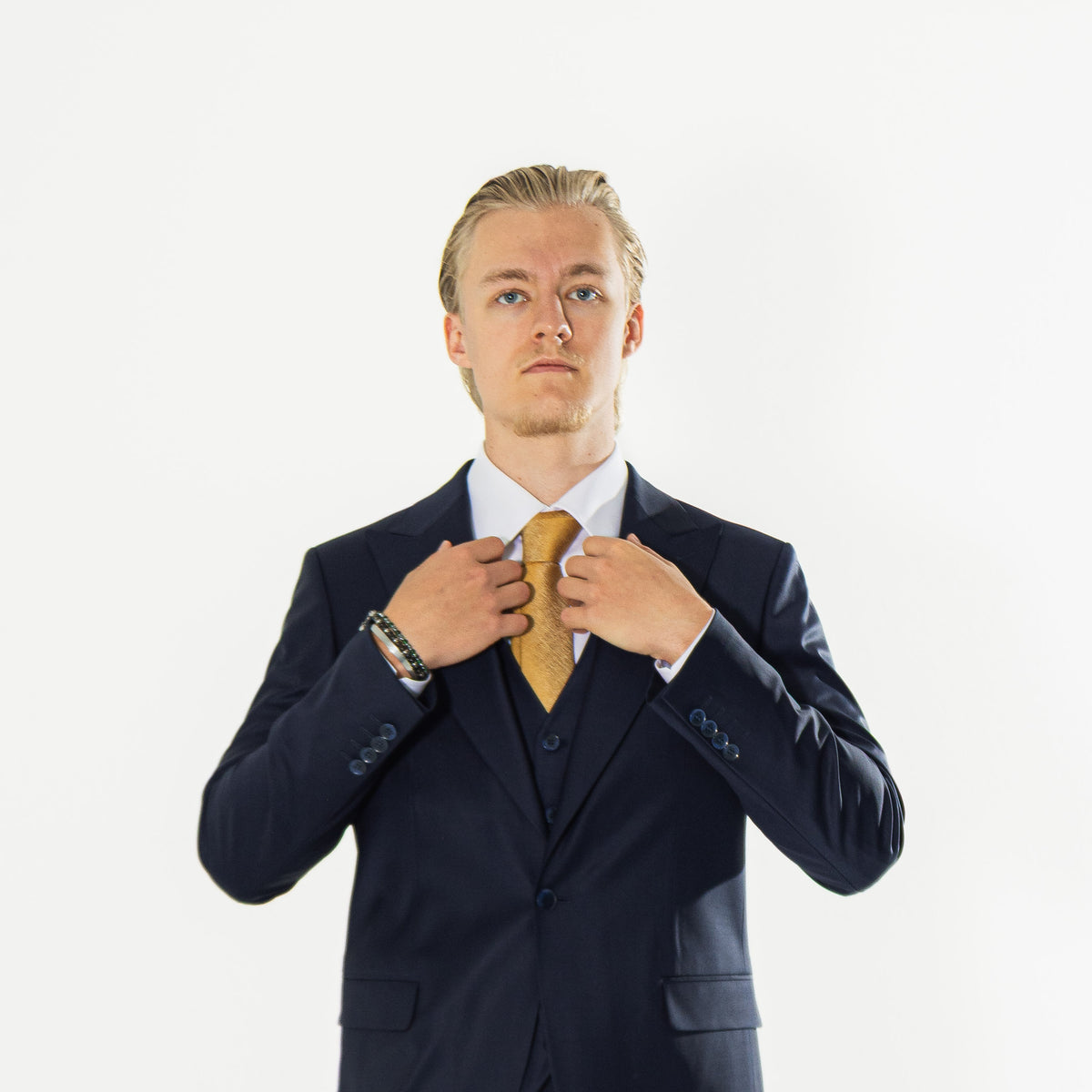 Gianni and Armando  Slim Fit Herrenanzug aus Wolle mit Spitzrevers Navy-Blue