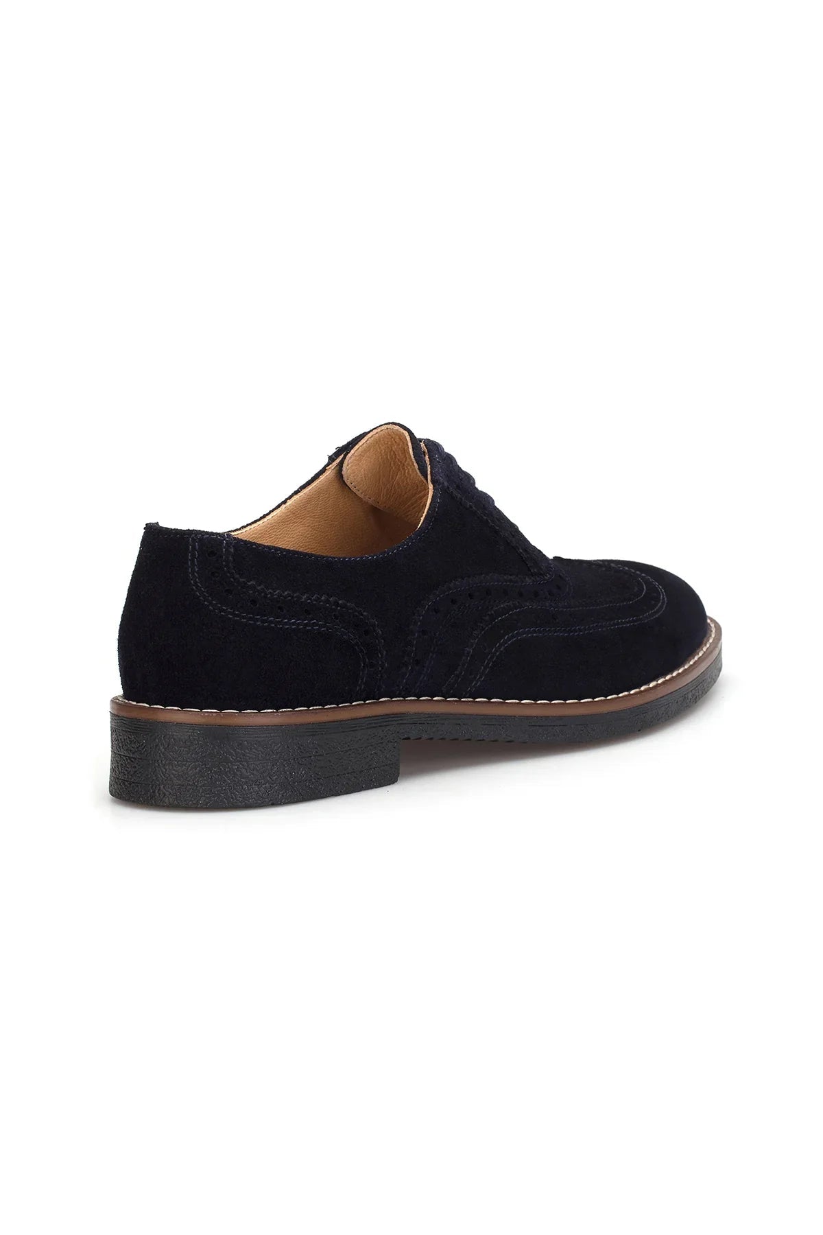Nahaufnahme der Gummi‑Kautschuk‑Rubber‑Sohle des Oxfort Schuhs Dunkel Blue