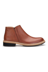 Detailaufnahme des elastischen Einsatzes an der Lederstiefel Camel Herren, betont die flexible Passform.