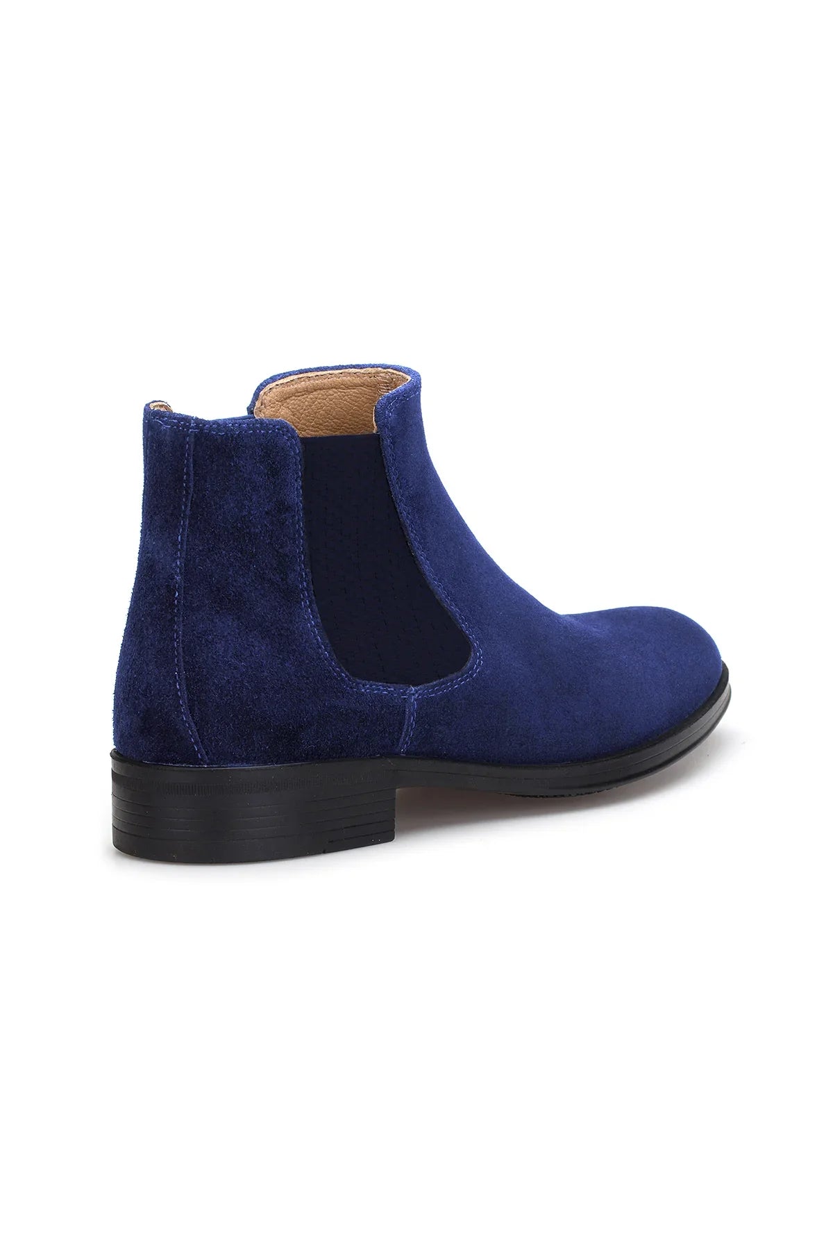 Chelsea Boots Wildleder Blau – Rückansicht mit elastischem Einsatz und schlanker Silhouette