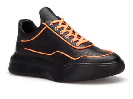 gianniarmando herren leder sneakers schwarz orange 01